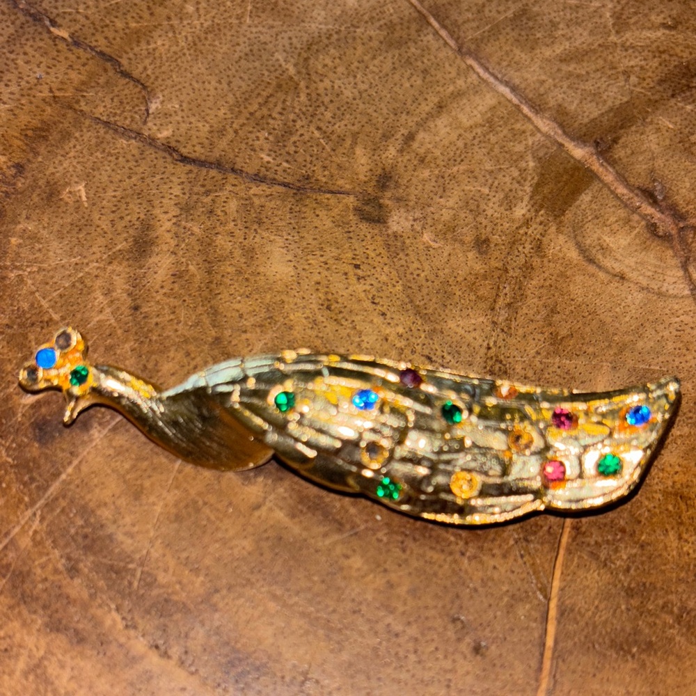 2 Brooches for 30 Gold Peacock Brooch with Colorful Gems